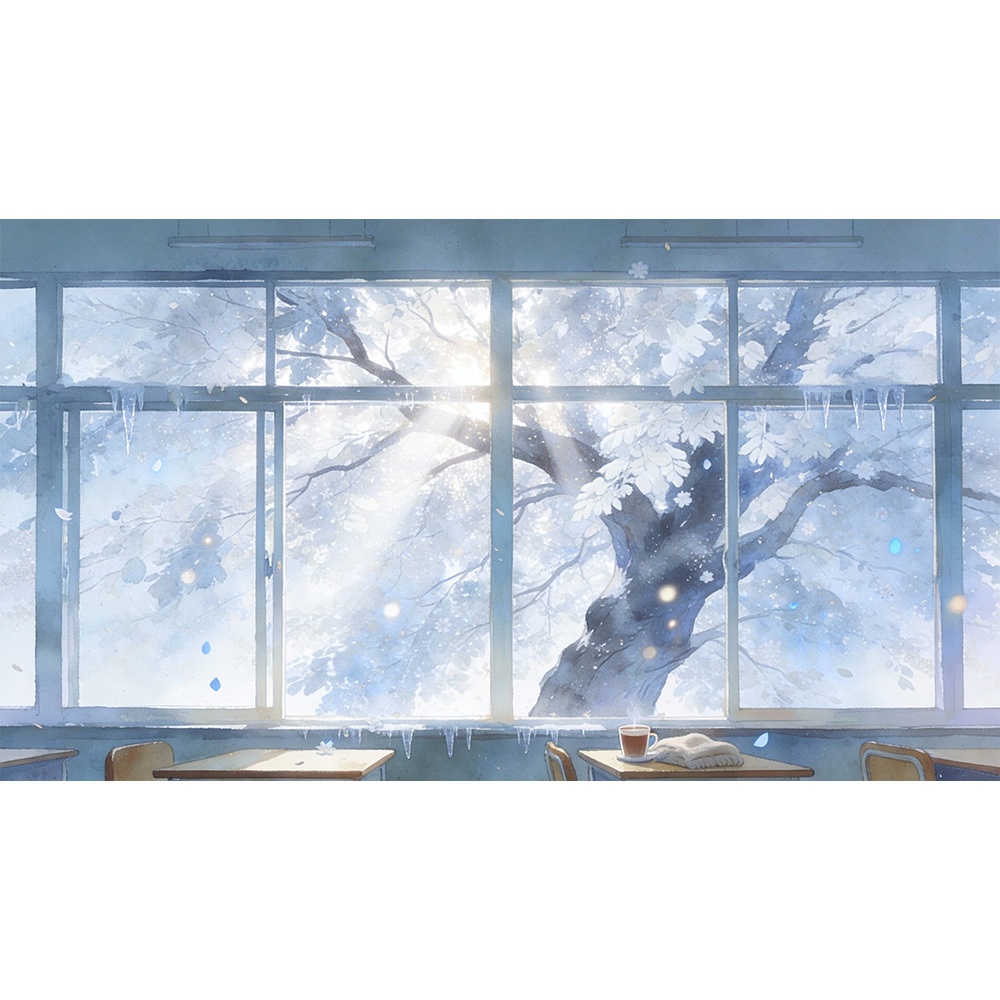 【動く背景・配信素材】四季が巡る教室_Classroom with Changing Four Seasons