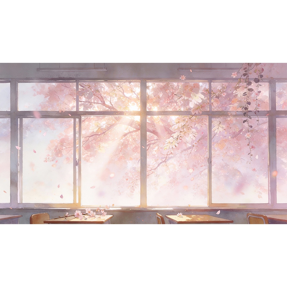 【動く背景・配信素材】四季が巡る教室_Classroom with Changing Four Seasons