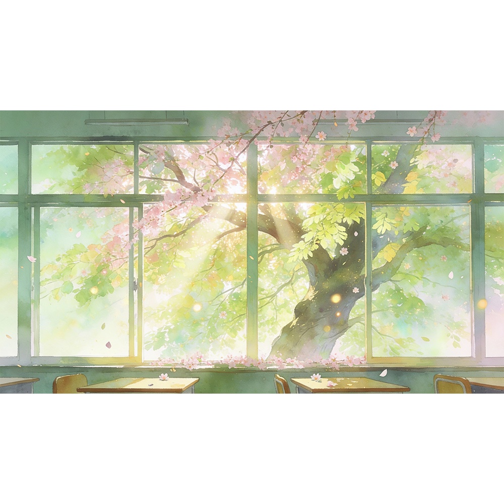 【動く背景・配信素材】四季が巡る教室_Classroom with Changing Four Seasons