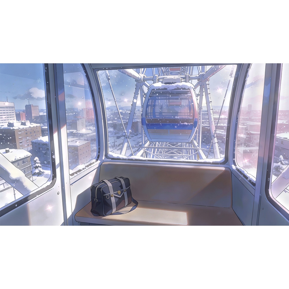 【動く背景・配信素材】観覧車_雰囲気雪景Ferris Wheel_Atmospheric Snow Scene