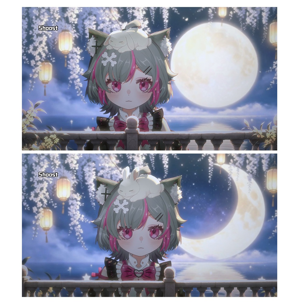 【動く背景・配信素材・Shoost】中秋の名月・満月&三日月_Mid-Autumn Moon - Full Moon&Crescent Moon