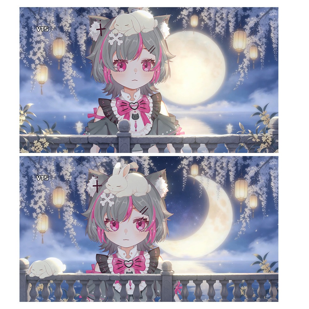 【動く背景・配信素材・Shoost】中秋の名月・満月&三日月_Mid-Autumn Moon - Full Moon&Crescent Moon