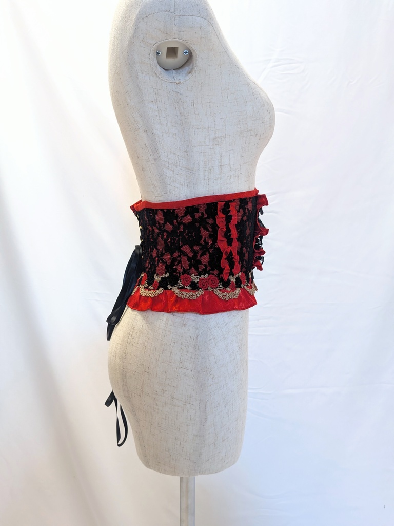 赤黒ショートフリルコルセットベルト