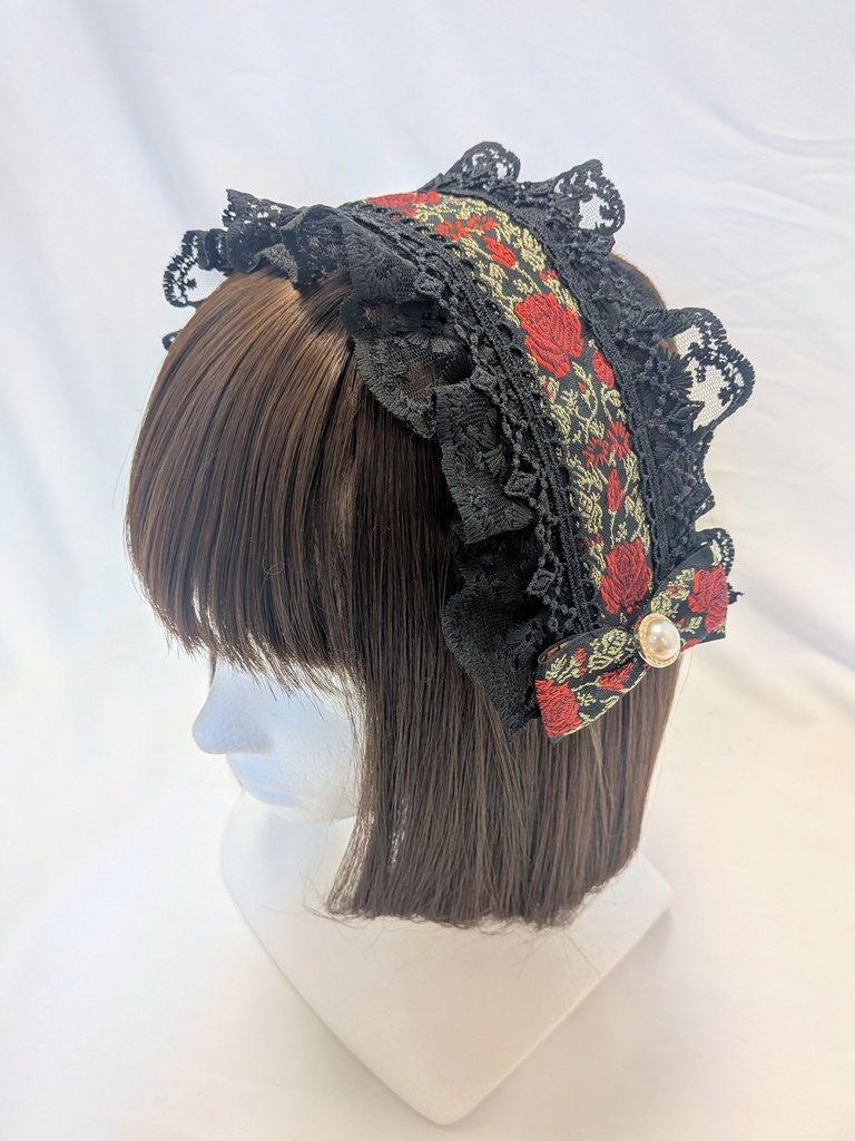 バラ柄黒ヘッドドレス