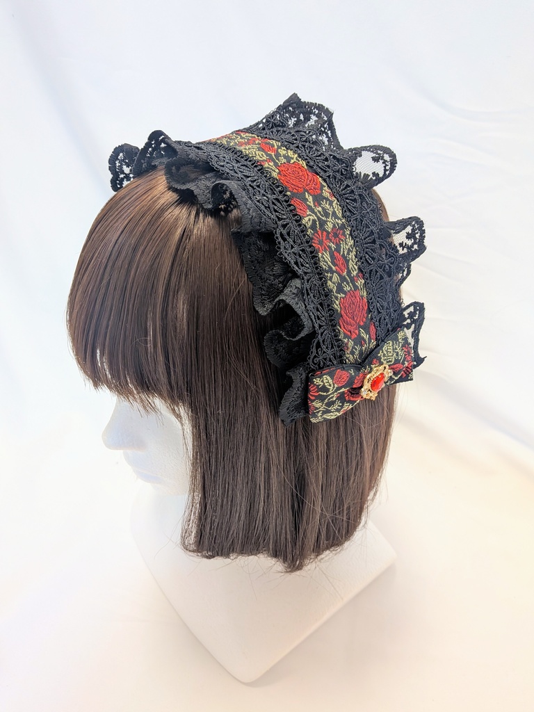 バラ柄黒ヘッドドレス