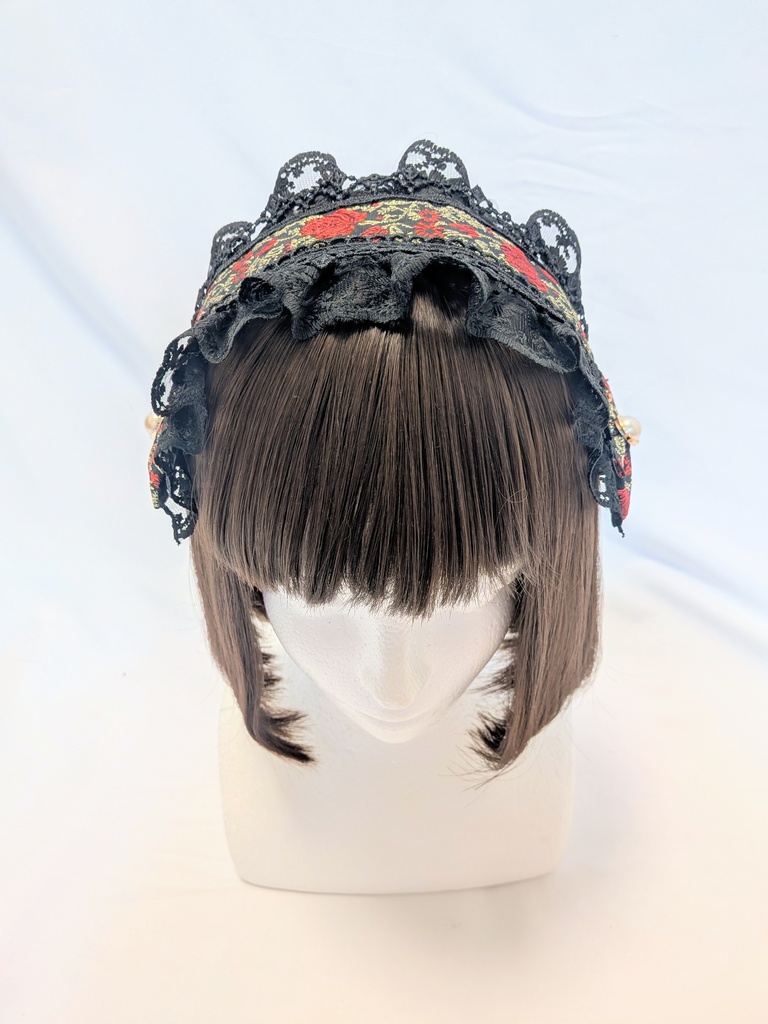 バラ柄黒ヘッドドレス