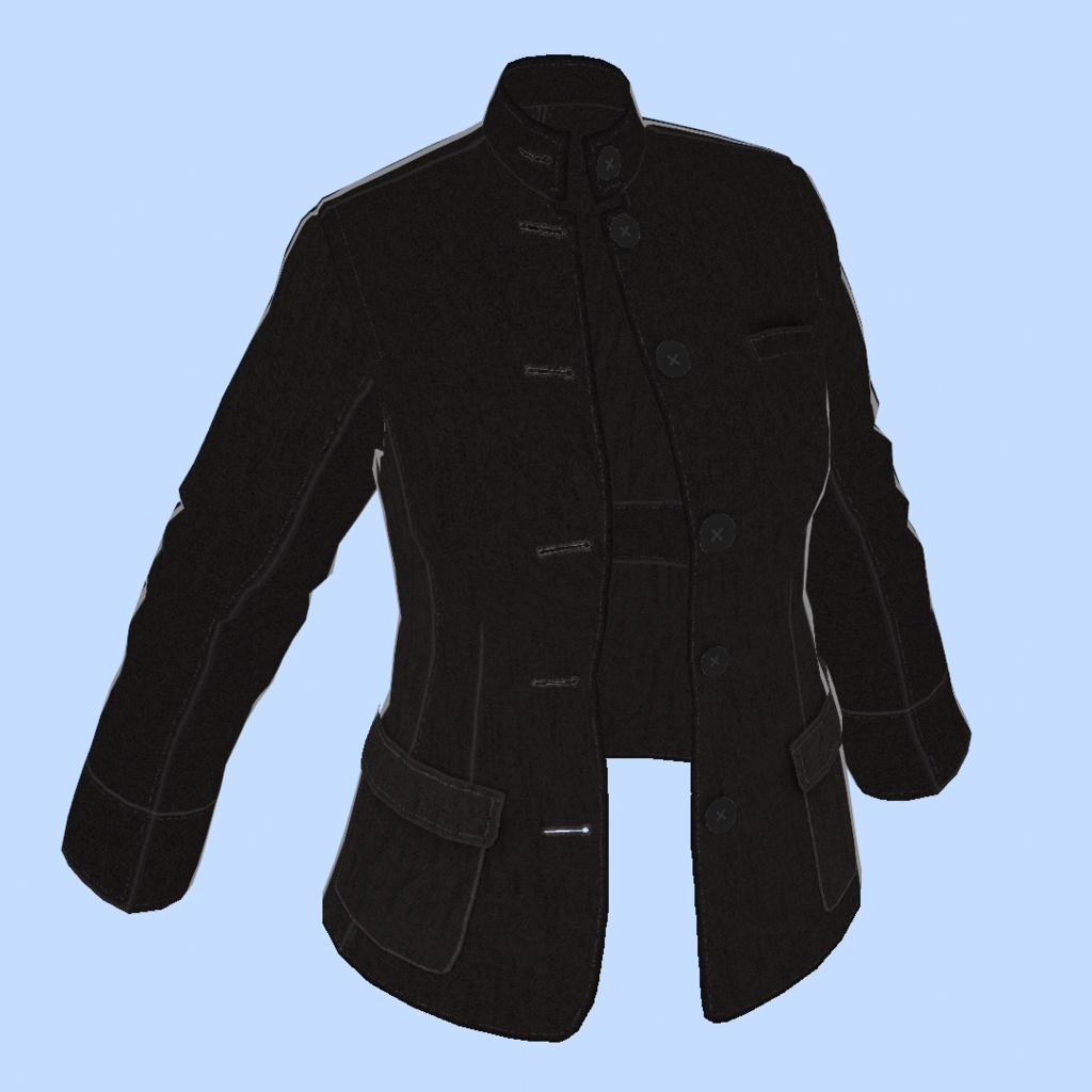 立襟ジャケット黒・白【VRoid用衣装】