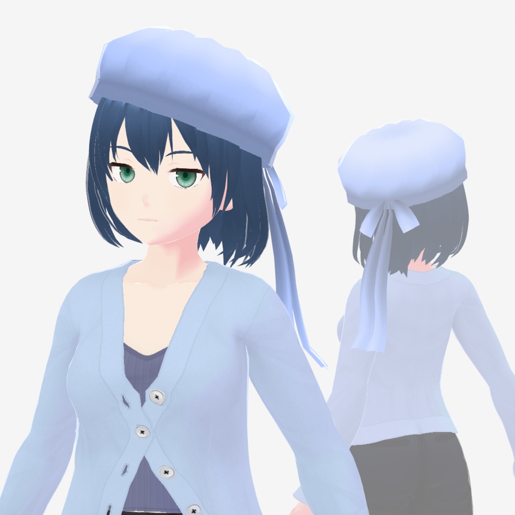 【Old ver.】リボン付きベレー帽(アホ毛)【VRoid用衣装】