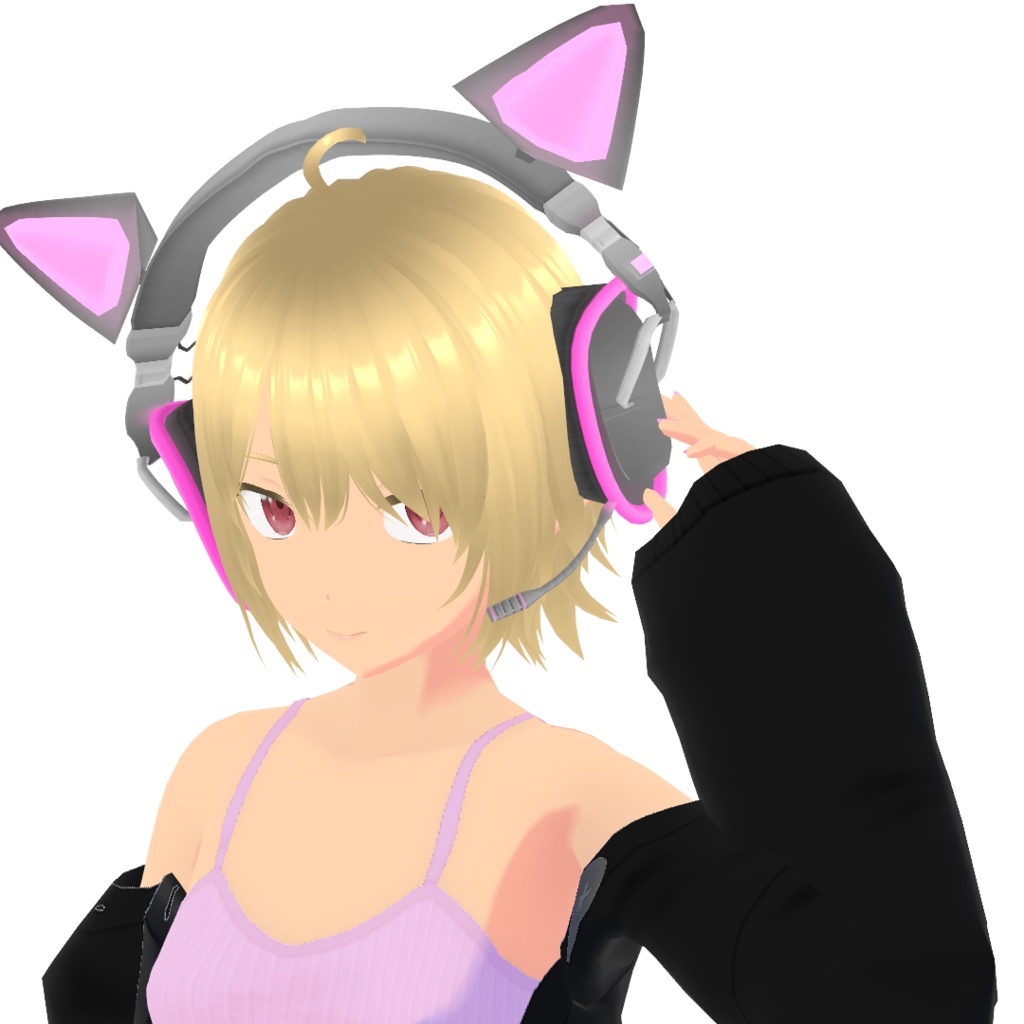 暗闇で光る1ガイドなヘッドセット【VRoid用髪型】