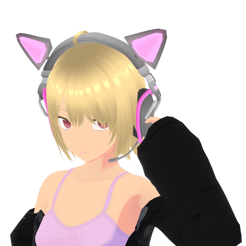 暗闇で光る1ガイドなヘッドセット【VRoid用髪型】