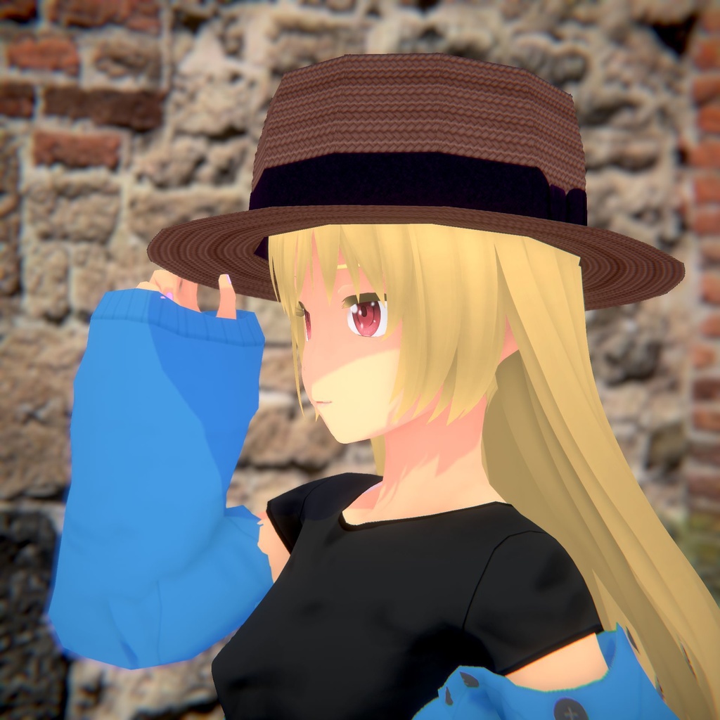 1ガイドのカンカン帽【VRoid用髪型】