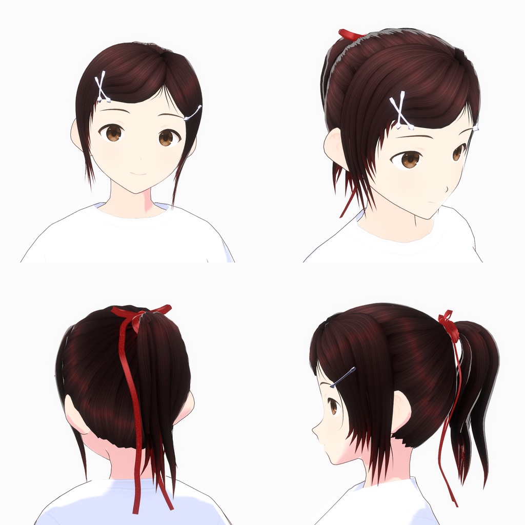 ひらひら揺れる紐がかわいいポニーテール【VRoid用髪型】