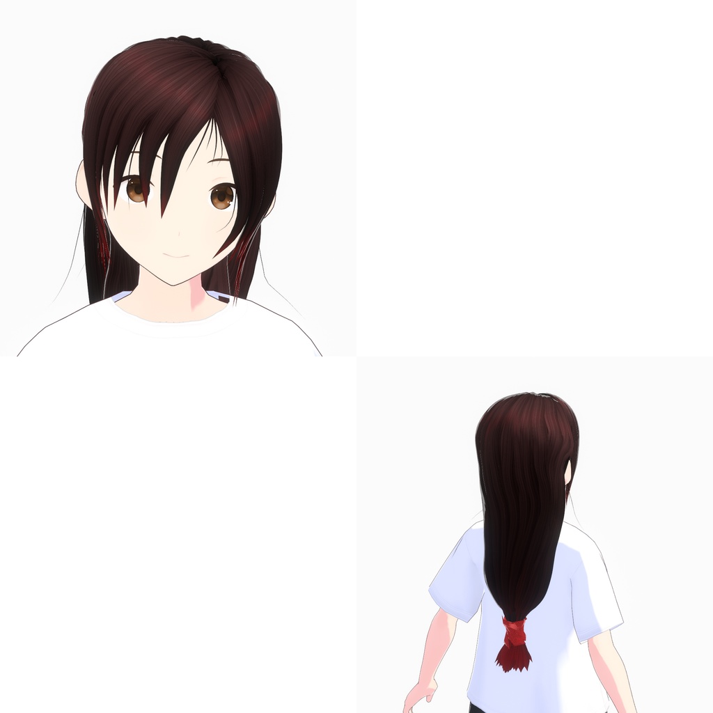 ひらひら揺れる紐がかわいいポニーテール【VRoid用髪型】