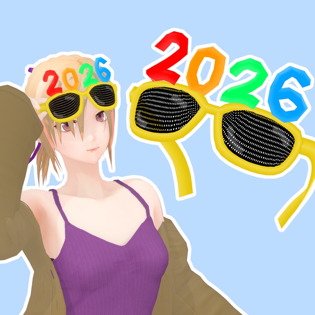 HappyNewYearサングラス【VRoid用髪型】