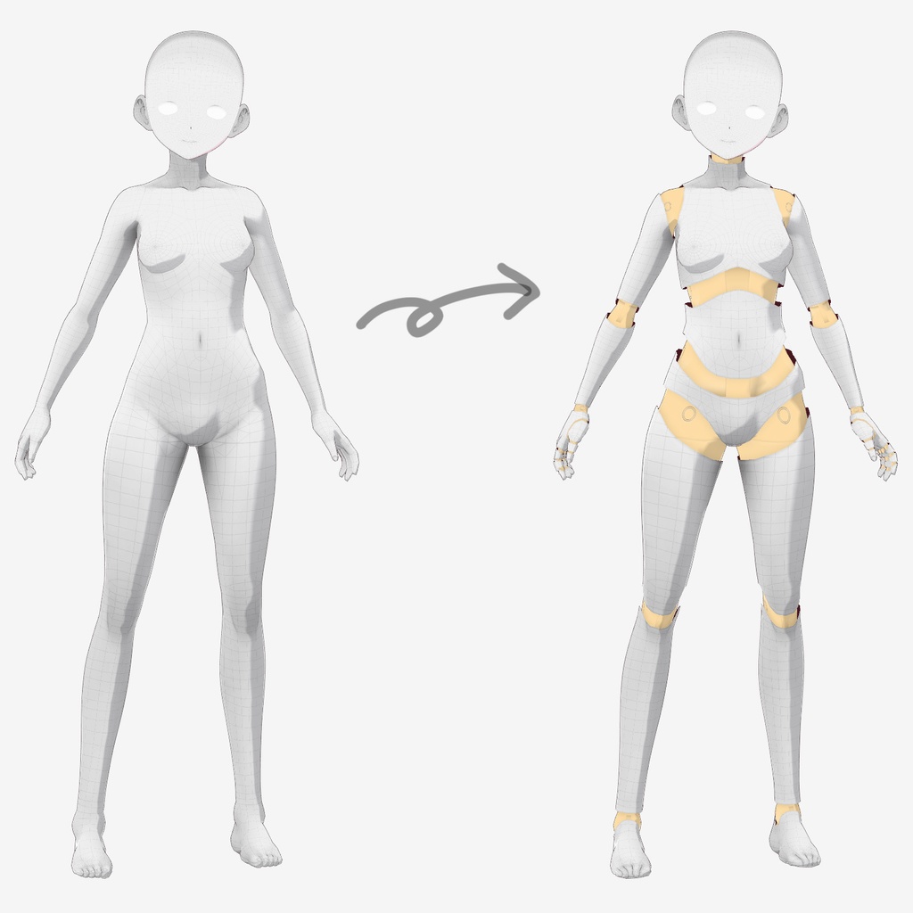 ドール化してしまう首飾り、腕飾り、インナー【VRoid用衣装】