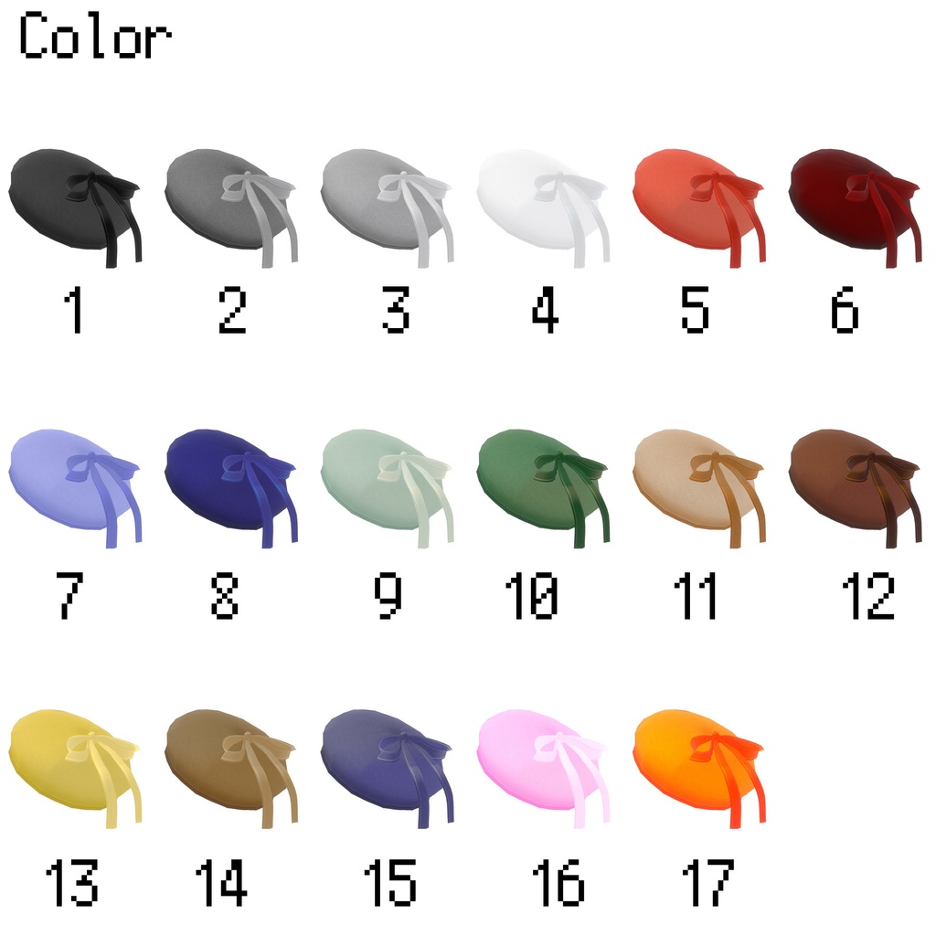 リボンがかわいく揺れる1ガイドのベレー帽【VRoid用衣装】