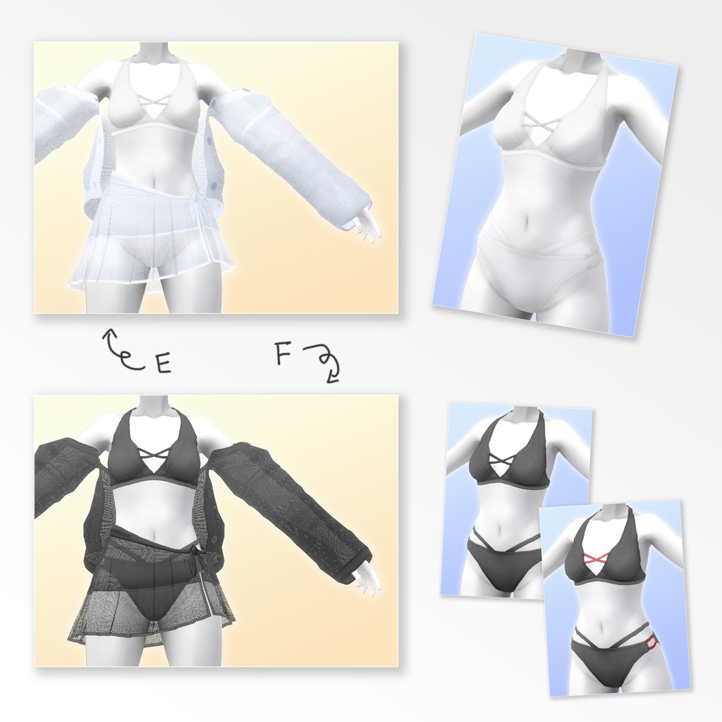 透け感を楽しむかわいい水着セット【VRoid用衣装】