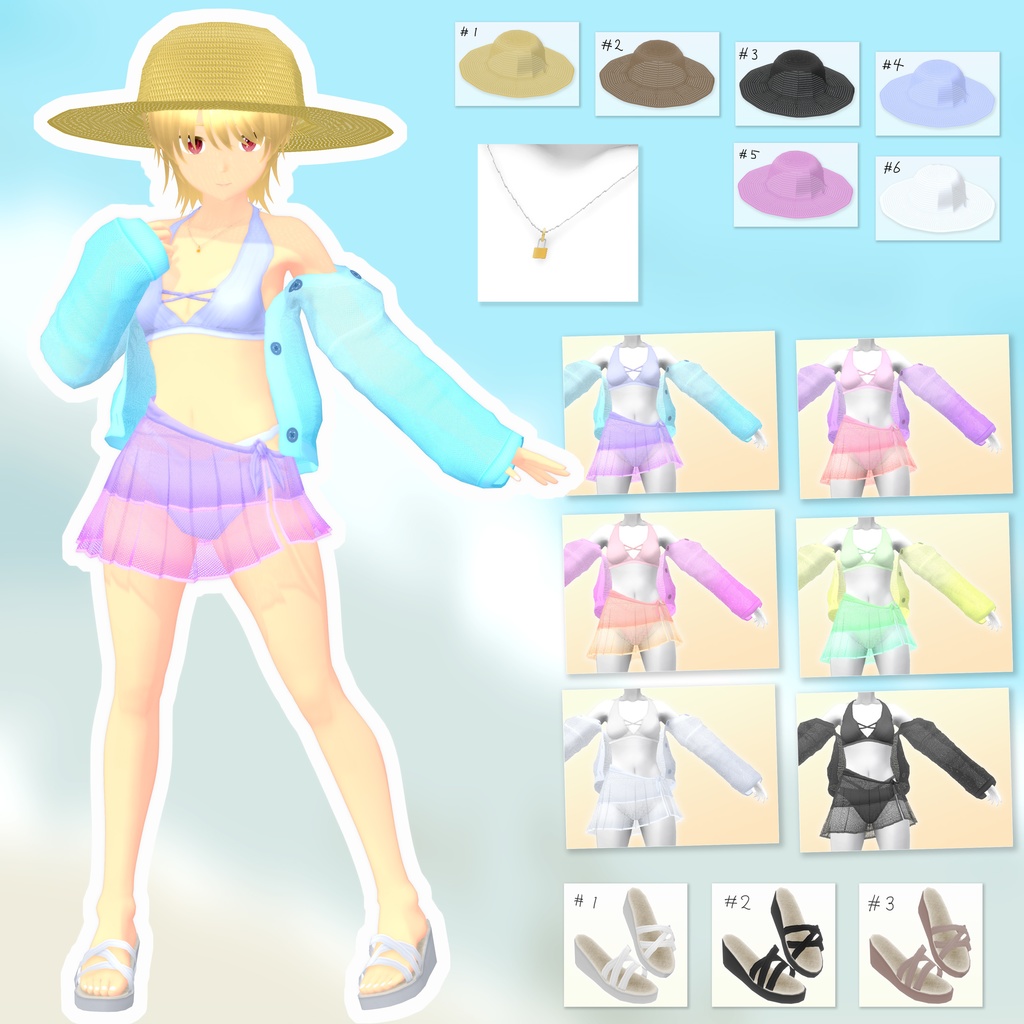 透け感を楽しむかわいい水着セット【VRoid用衣装】