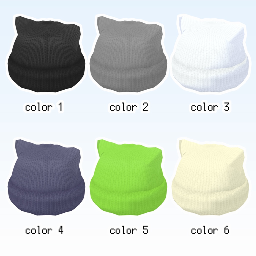 ネコミミのついた1ガイドのニット帽【VRoid用髪型】