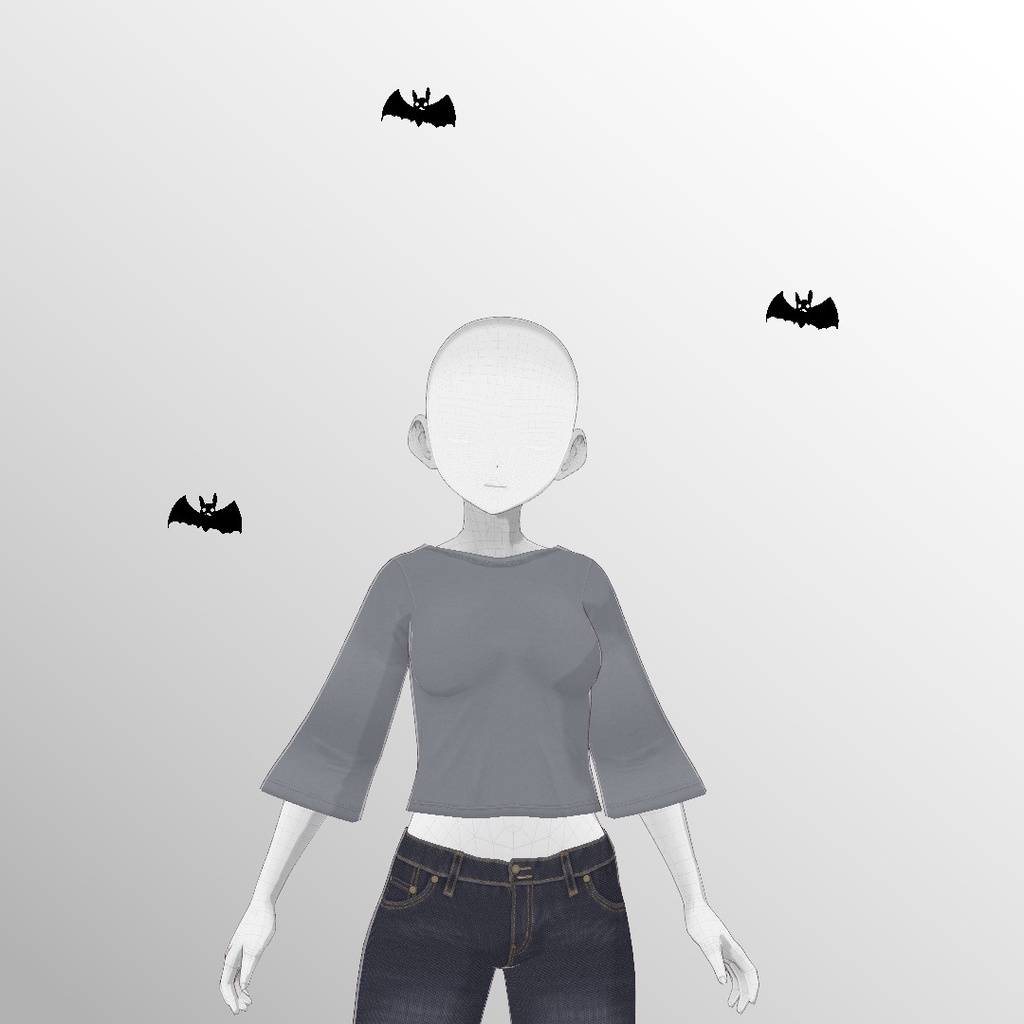 ただようコウモリ、舞い上がる落ち葉【VRoid用髪型】