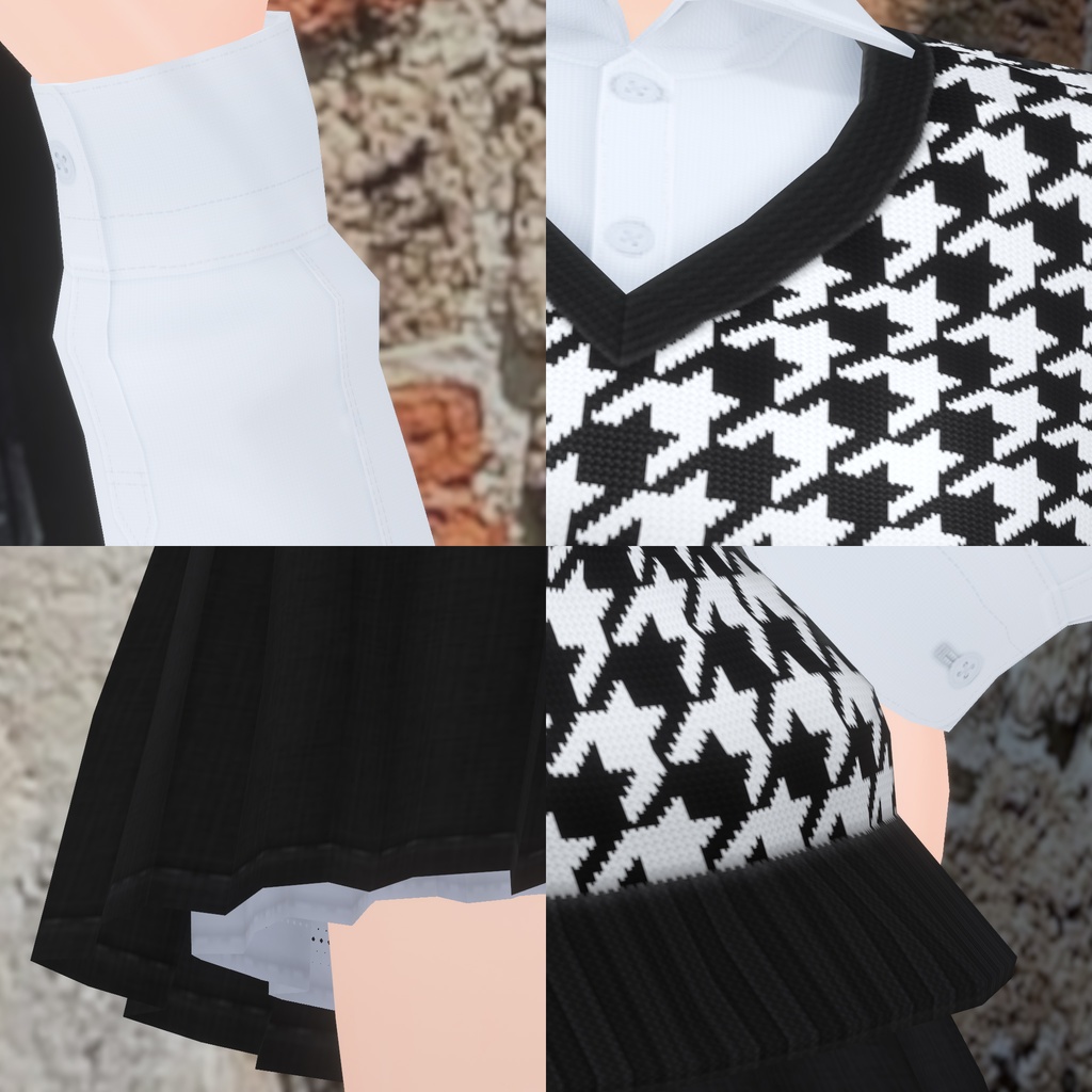 シックなモノクロコーデ【VRoid用衣装セット】