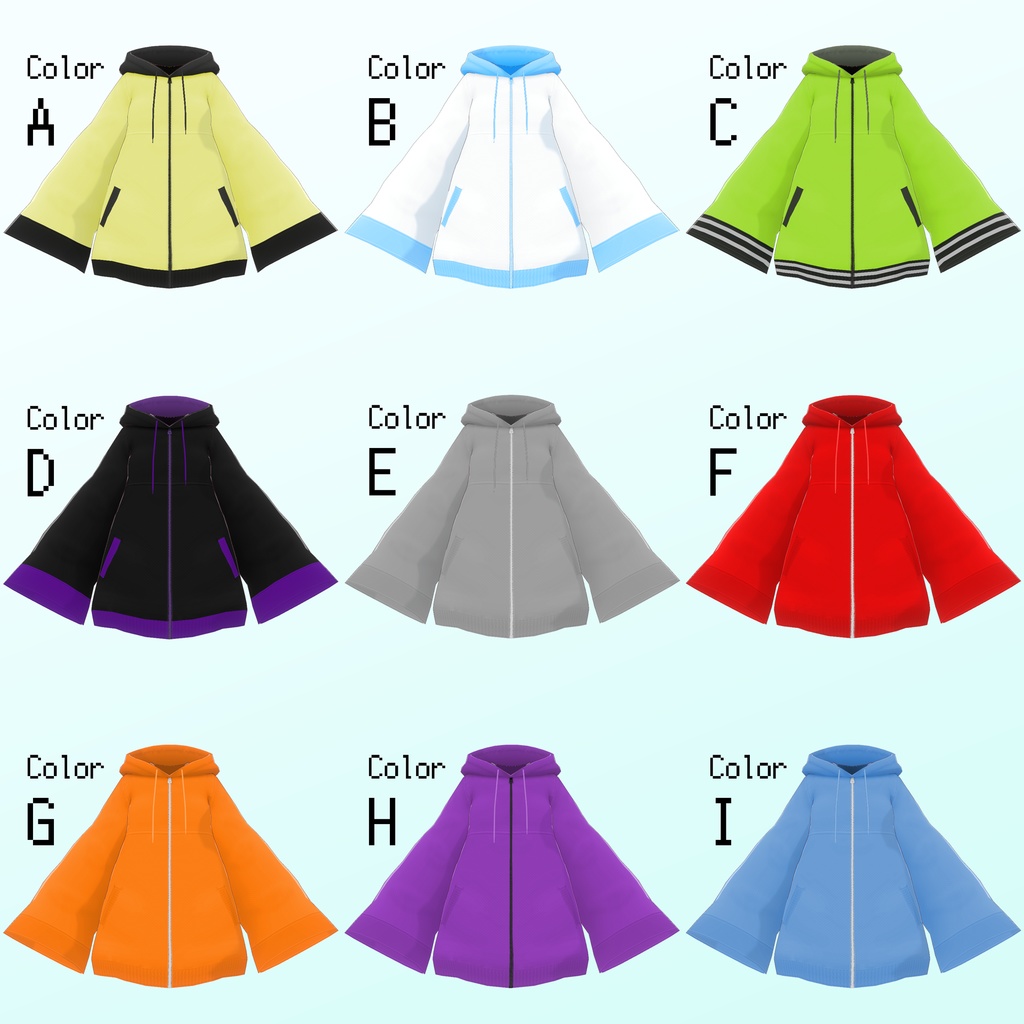 ゆったりひらひらパーカーコーデ【VRoid用衣装セット】