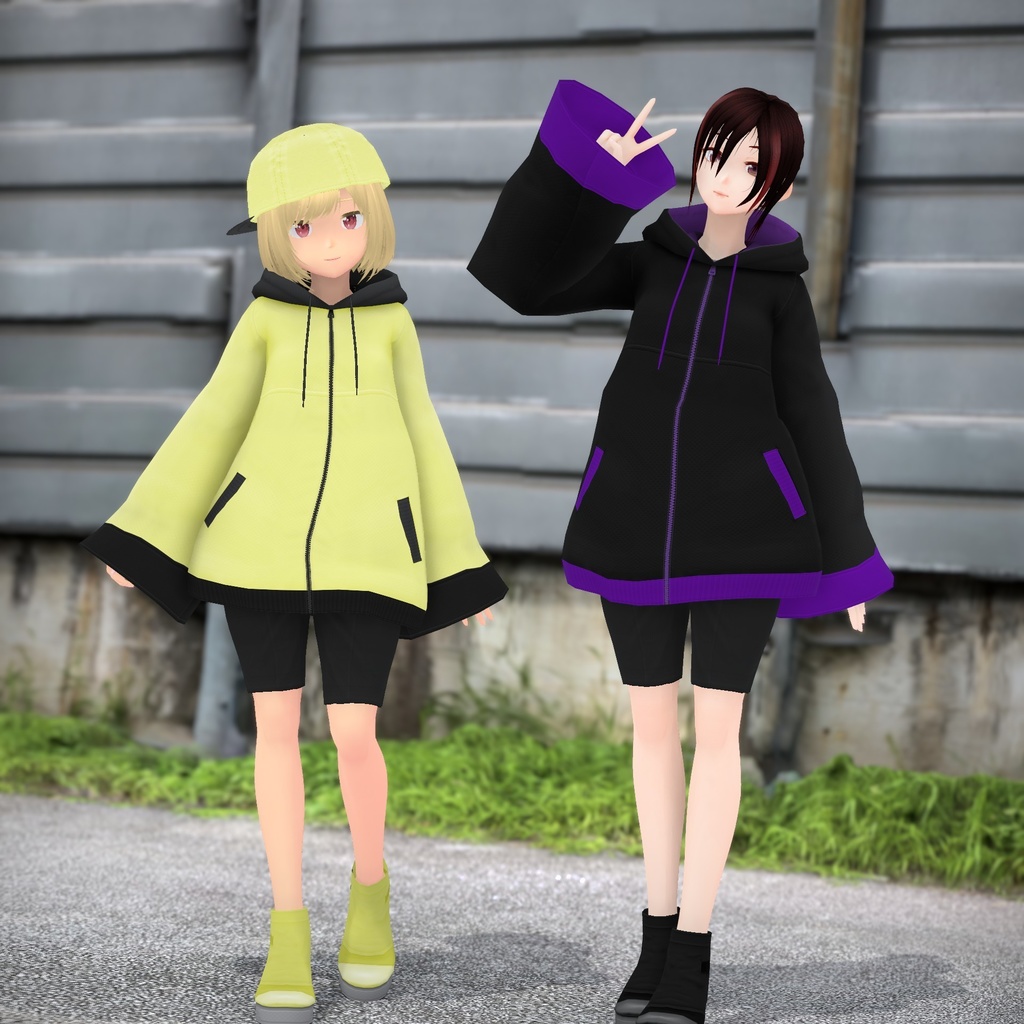 ゆったりひらひらパーカーコーデ【VRoid用衣装セット】