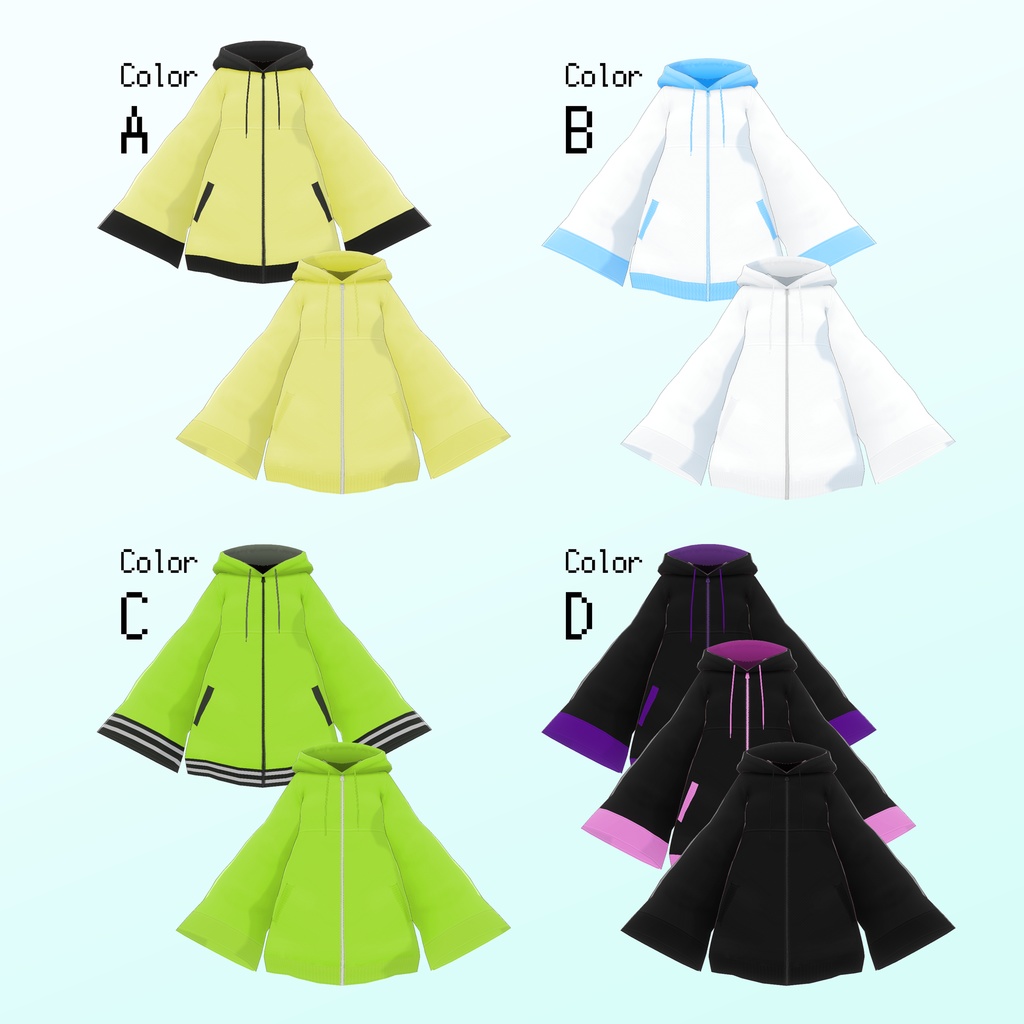 ゆったりひらひらパーカーコーデ【VRoid用衣装セット】