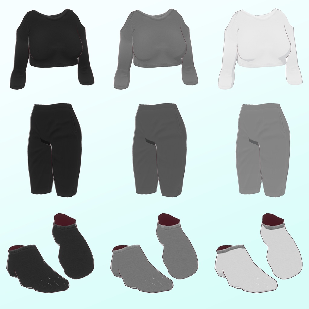 ゆったりひらひらパーカーコーデ【VRoid用衣装セット】