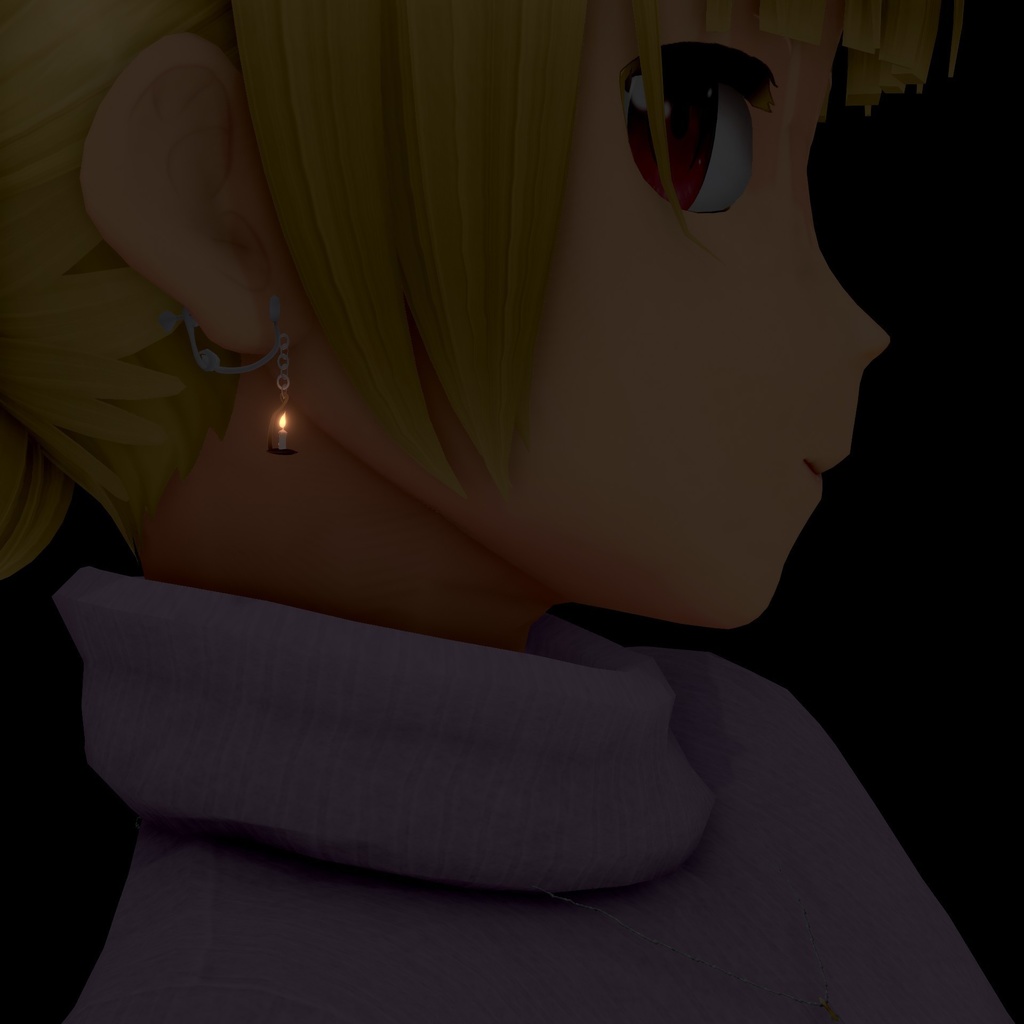 ぼんやり光る燭台イヤリング【VRoid用髪型アクセサリ】