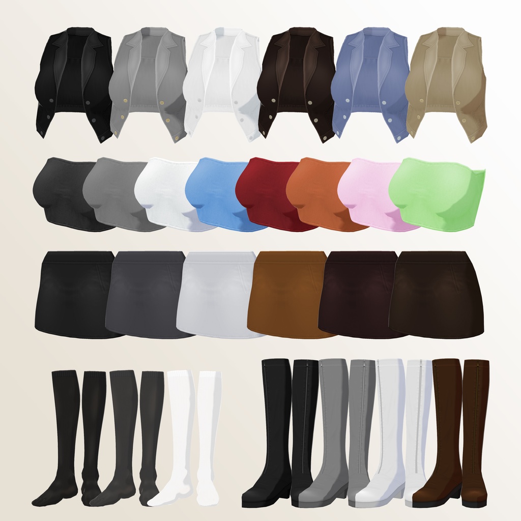 涼しげ動きやすそうなベストコーデ【VRoid用衣装】