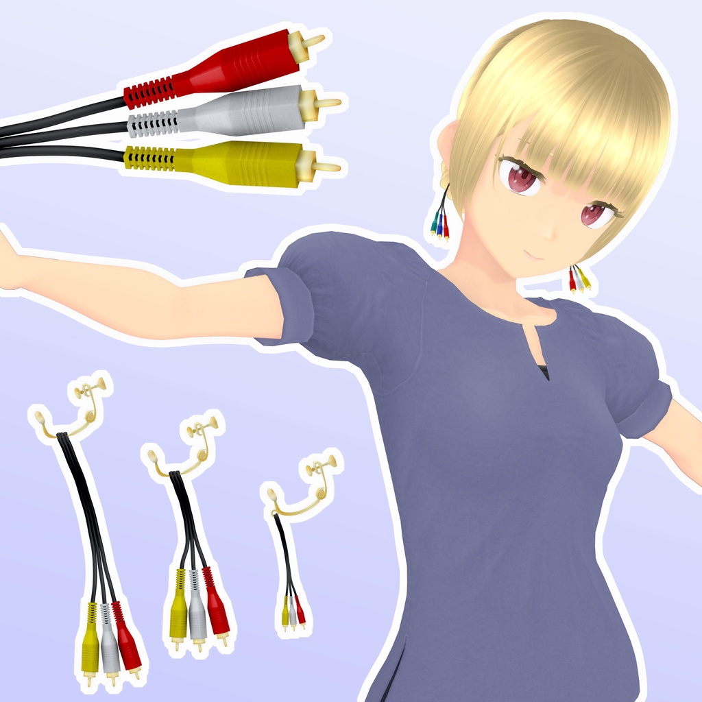 最近見なくなった３色のアレなイヤリング【VRoid用髪型アクセサリ】