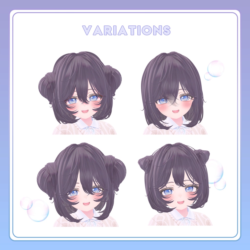 【VRC Hair】⟡Fluffy hair⟡【3Dヘアモデル】