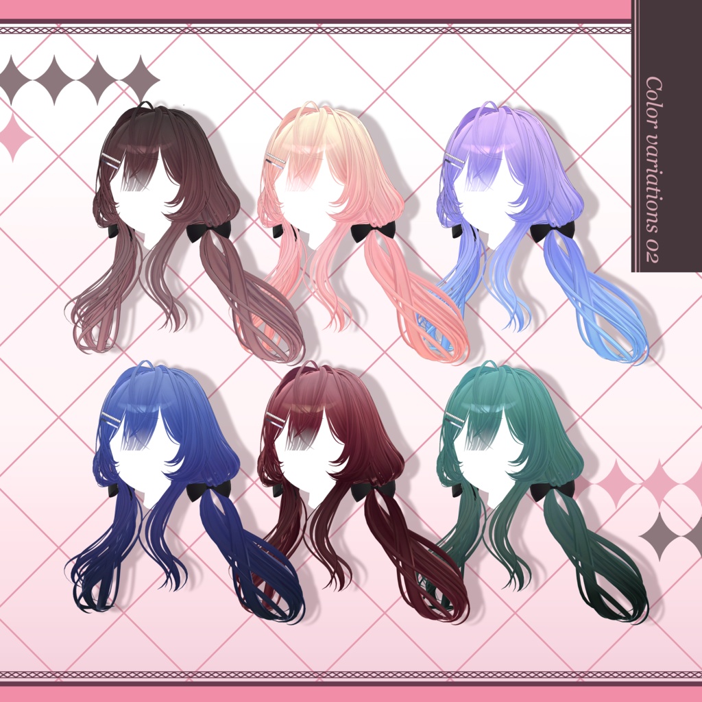 【VRC想定】Cross twin【3Dヘアモデル】