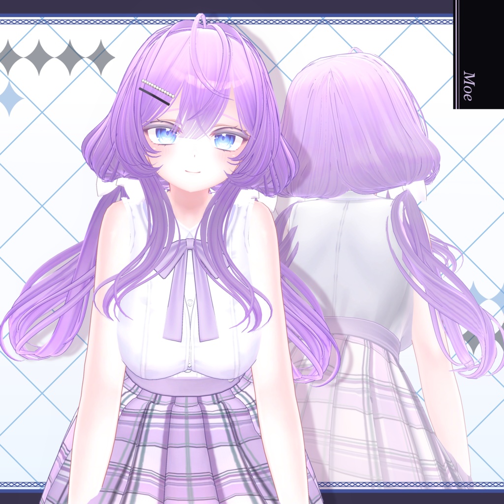 【VRC想定】Cross twin【3Dヘアモデル】