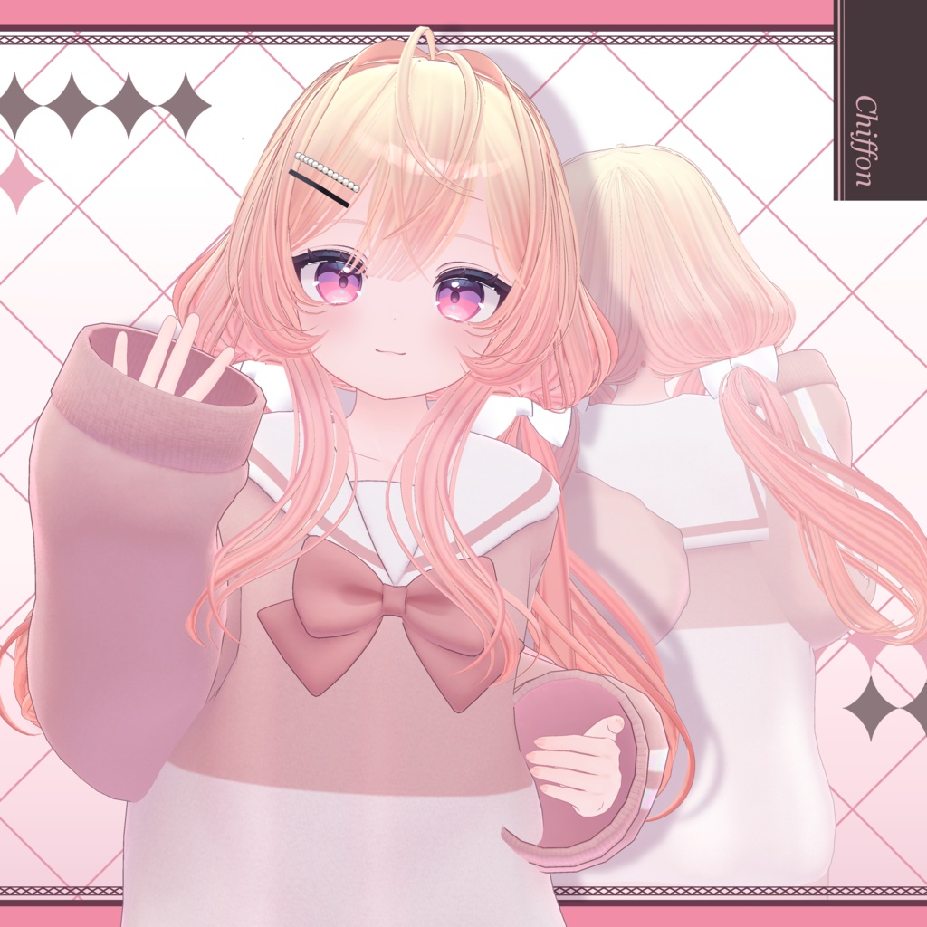 【VRC想定】Cross twin【3Dヘアモデル】