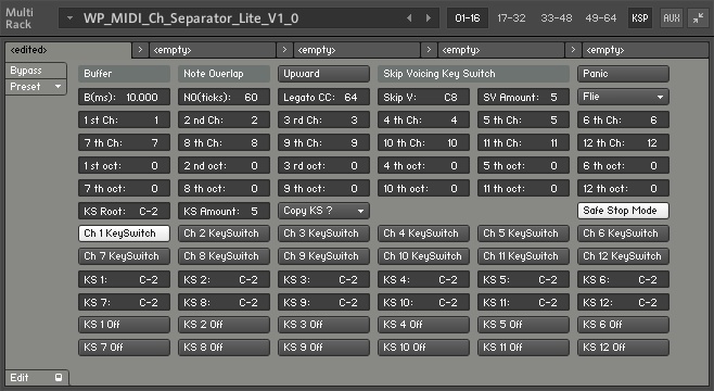 [無料] WP MIDI Ch Separator Lite [Kontakt MIDI Tool]