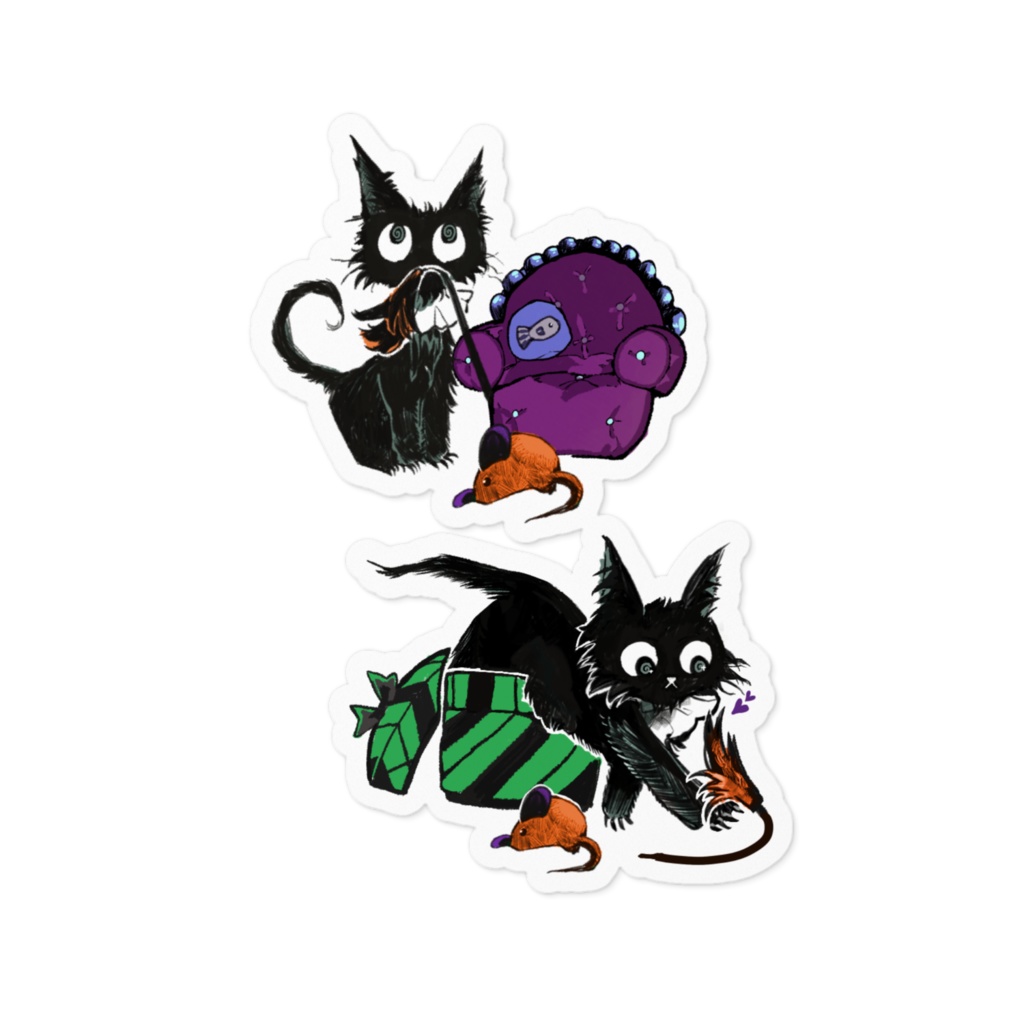 くろねこステッカー あそびver