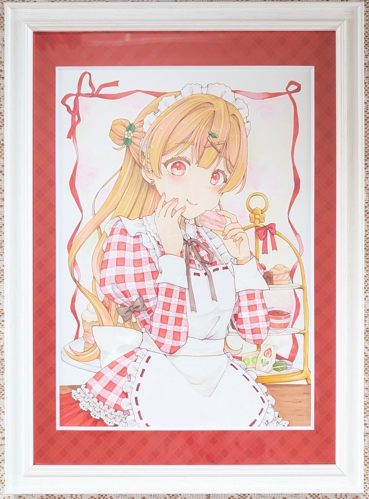 いちご色に染められて(額装原画)