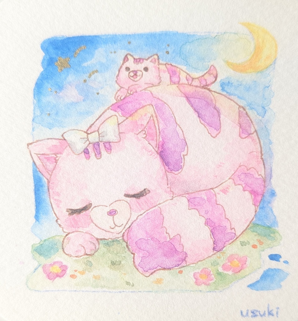 チェシャ猫親子(手のひらペーパー)