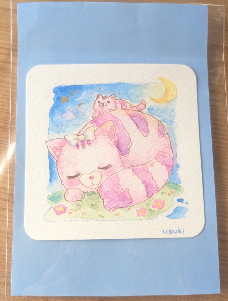 チェシャ猫親子(手のひらペーパー)