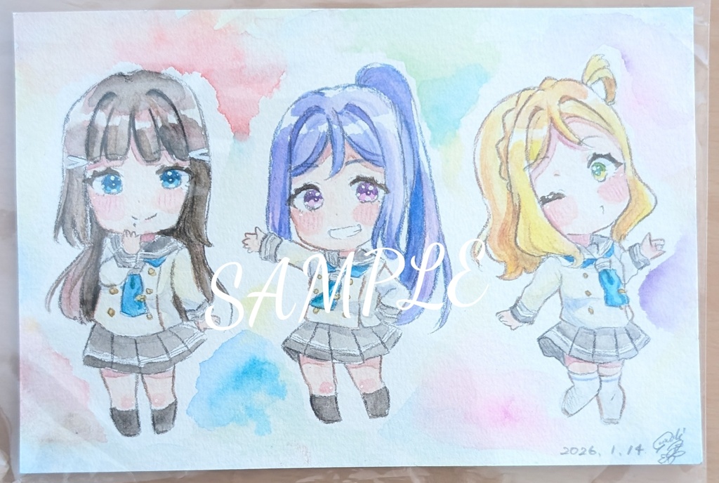 Aqours3年生 水彩イラスト