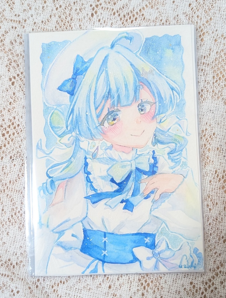透明水彩フレームレス原画/くらげちゃん