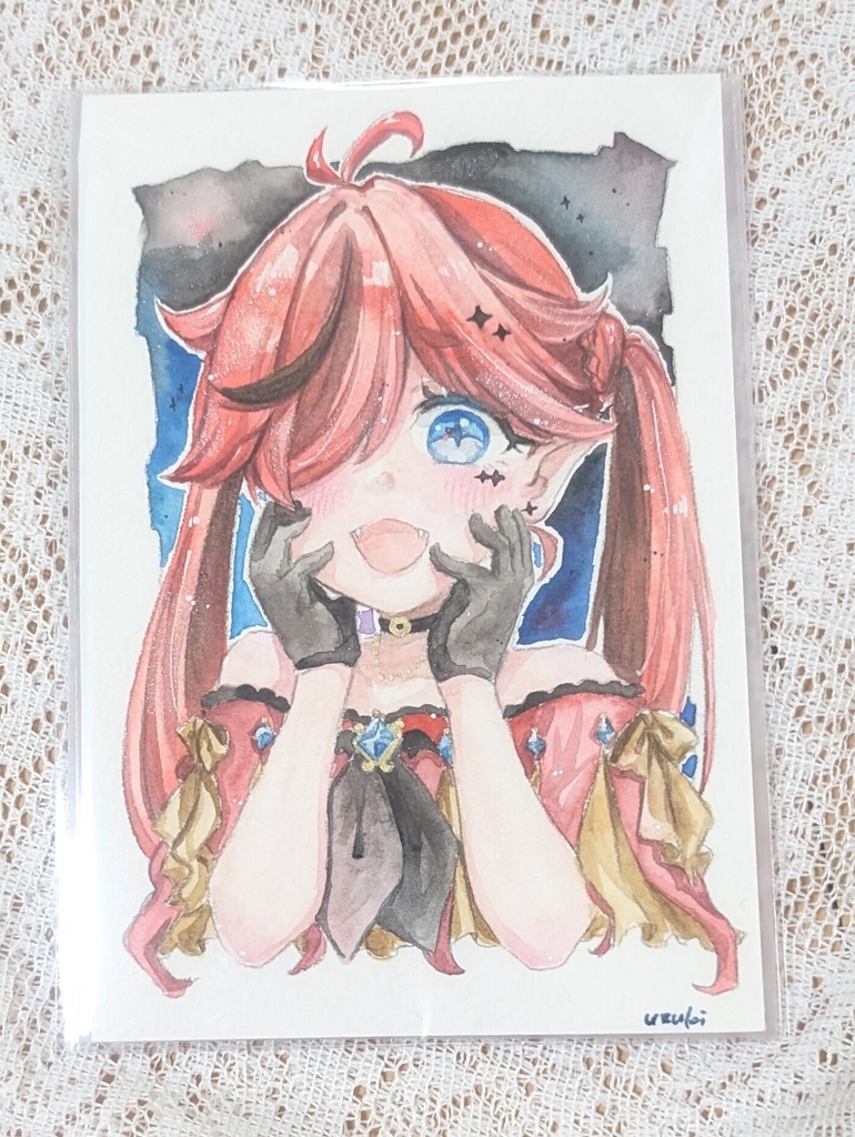 透明水彩フレームレス原画/コウモリダコ姫