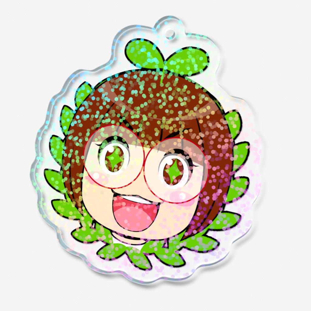 【ホログラムアクリルキーホルダー:全2色】おきだら若葉・虹