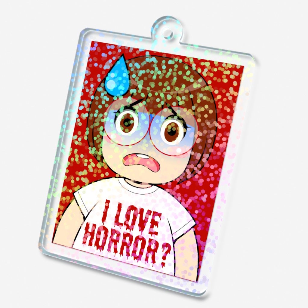 【ホログラムアクリルキーホルダー】I LOVE HORROR?