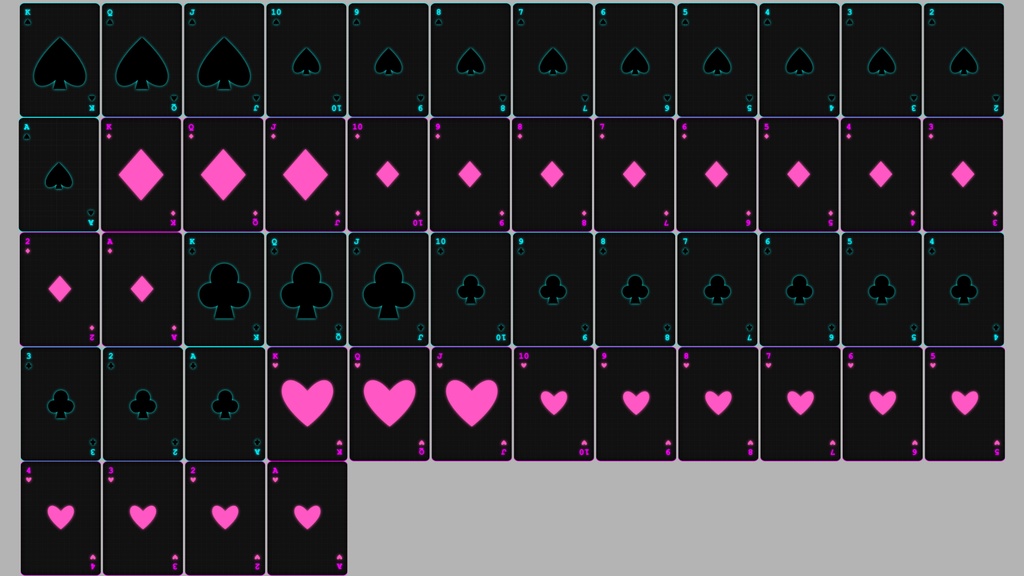 【商用可】サイバーパンク風 トランプ画像素材セット【52枚/高解像度PNG】