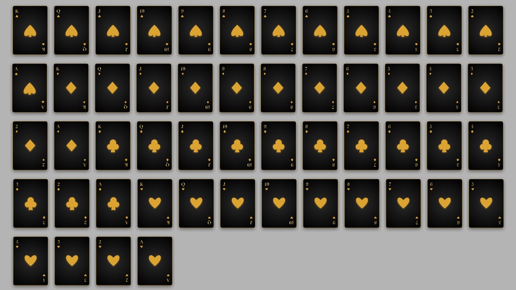 【商用可】ラグジュアリー・ゴールド トランプ画像素材セット【カジノ風/52枚】