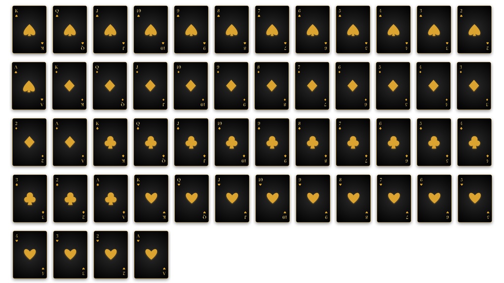【商用可】ラグジュアリー・ゴールド トランプ画像素材セット【カジノ風/52枚】