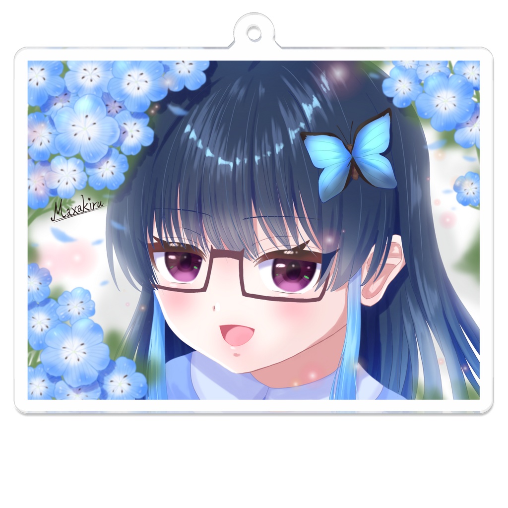 ネモフィラに囲まれてアクキー
